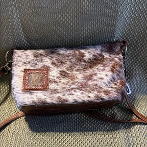 Brown and White Shoulder Bag